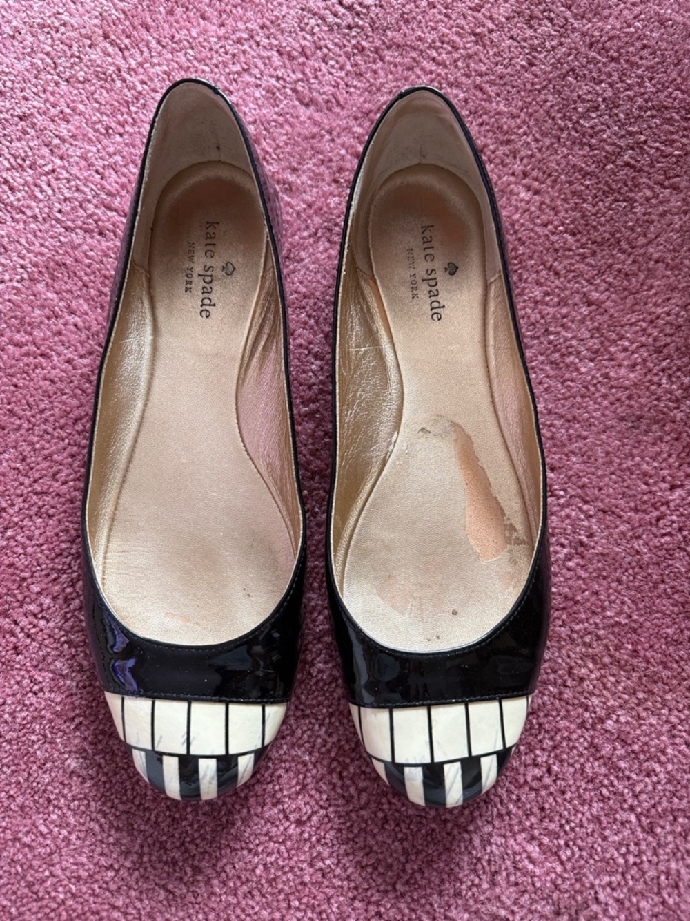 kate spade Black Patent Leather Piano Ballet Flats